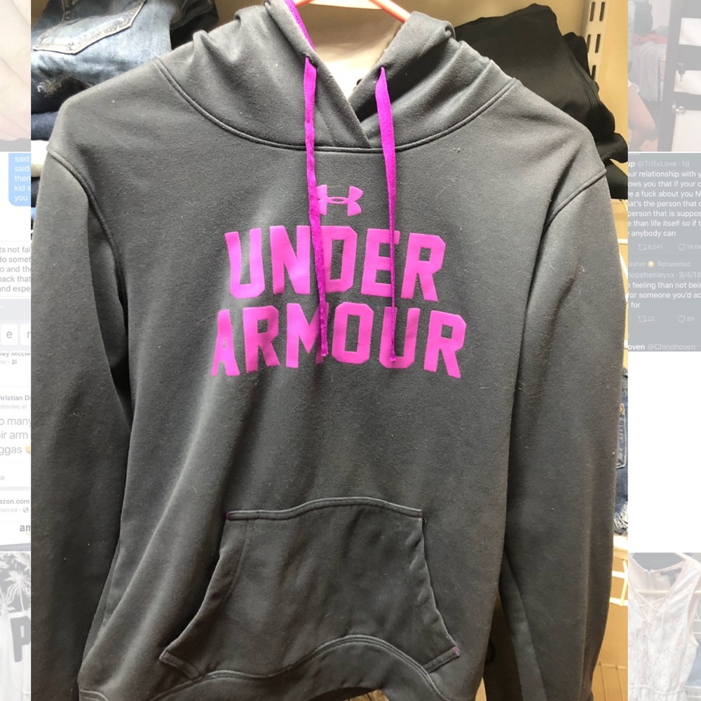 gray & purple under armour hoodie